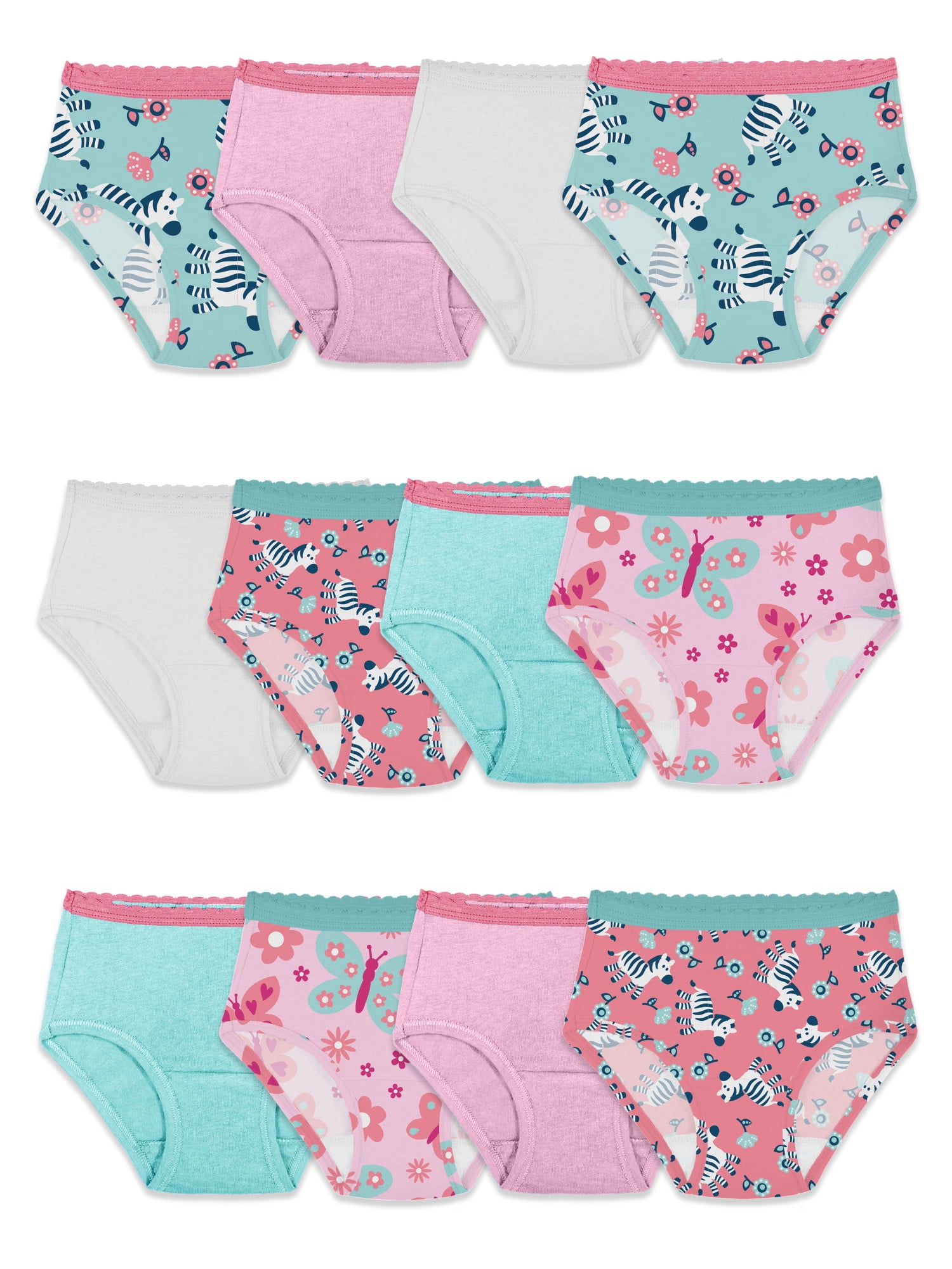 Fruit of the Loom Toddler Girl Cotton Brief Underwear, 12 Pack 