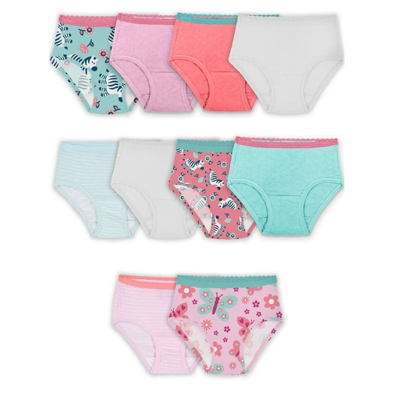 Fruit of the Loom Toddler Girl EverSoft Cotton Brief Underwear, 10 Pack, Sizes 2T-5T