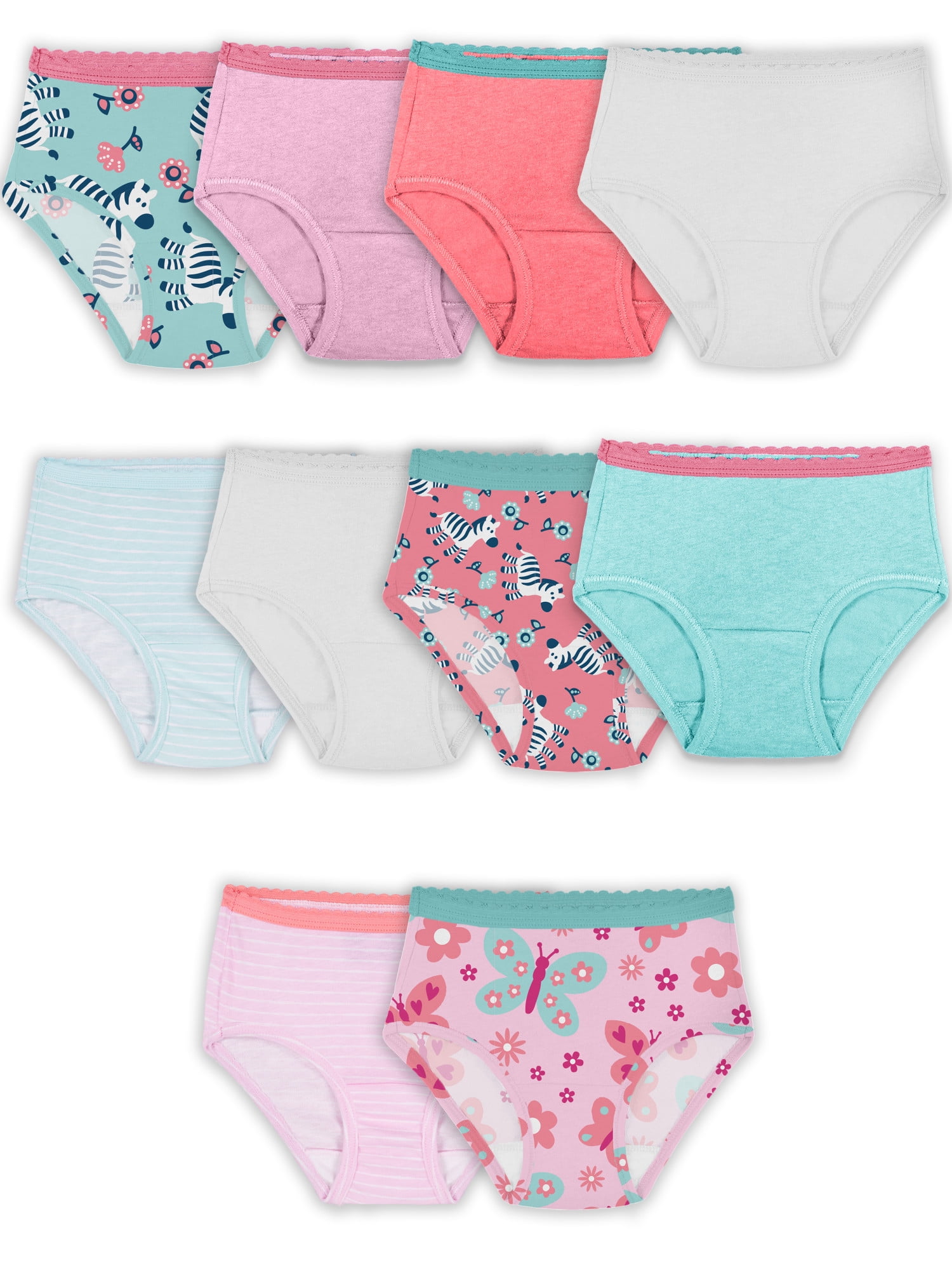 Toddler Girls' EverSoft Assorted Brief Underwear, 10 Pack