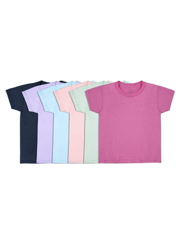 Fruit of the Loom Toddler Girl EverSoft Cotton Crew T-Shirts, 6-Pack, Sizes 2T-5T
