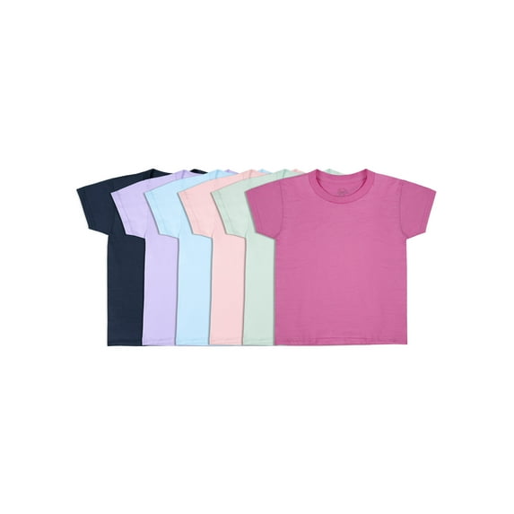 Fruit of the Loom Toddler Girl EverSoft Cotton Crew T-Shirts, 6-Pack, Sizes 2T-5T