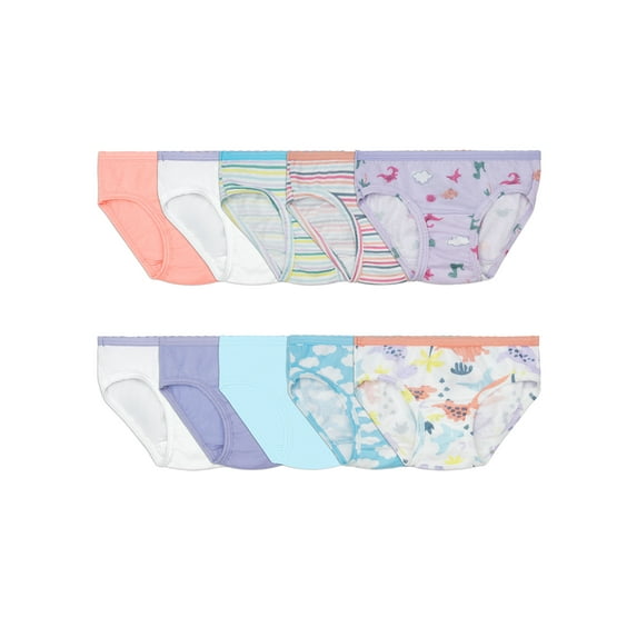 Fruit of the Loom Toddler Girl EverSoft Cotton Hipster Underwear, 10 Pack, Sizes 2T-5T