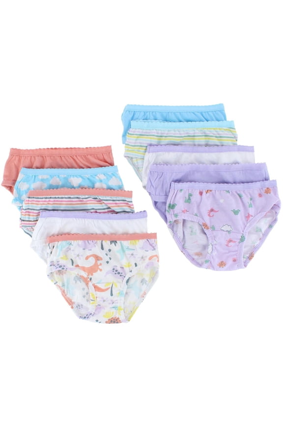 Toddler Girl EverSoft Cotton Hipster Underwear, 10 Pack, Sizes 2T-5T