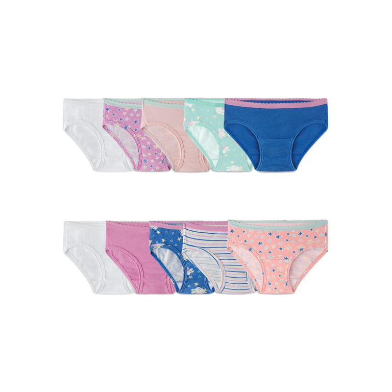 Fruit of the Loom Toddler Girls 10 Pack Assorted Cotton Brief Underwear, 4T/ 5T