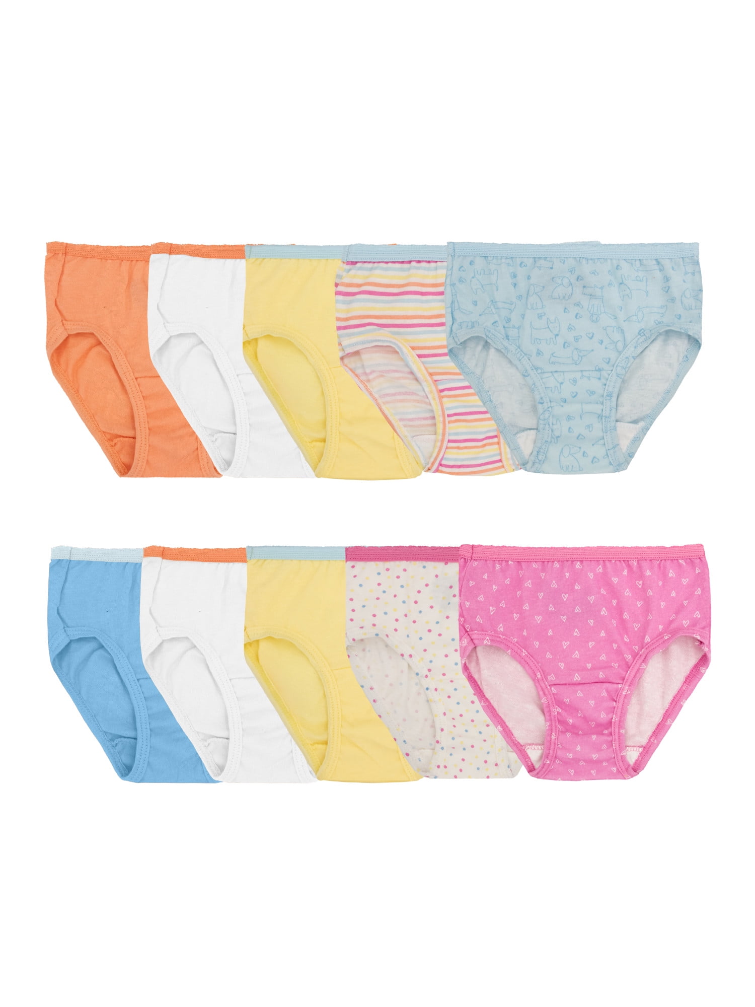 Fruit of the Loom Toddler Girl Eversoft Cotton Brief Underwear, 10-Pack, Sizes 2T-5T