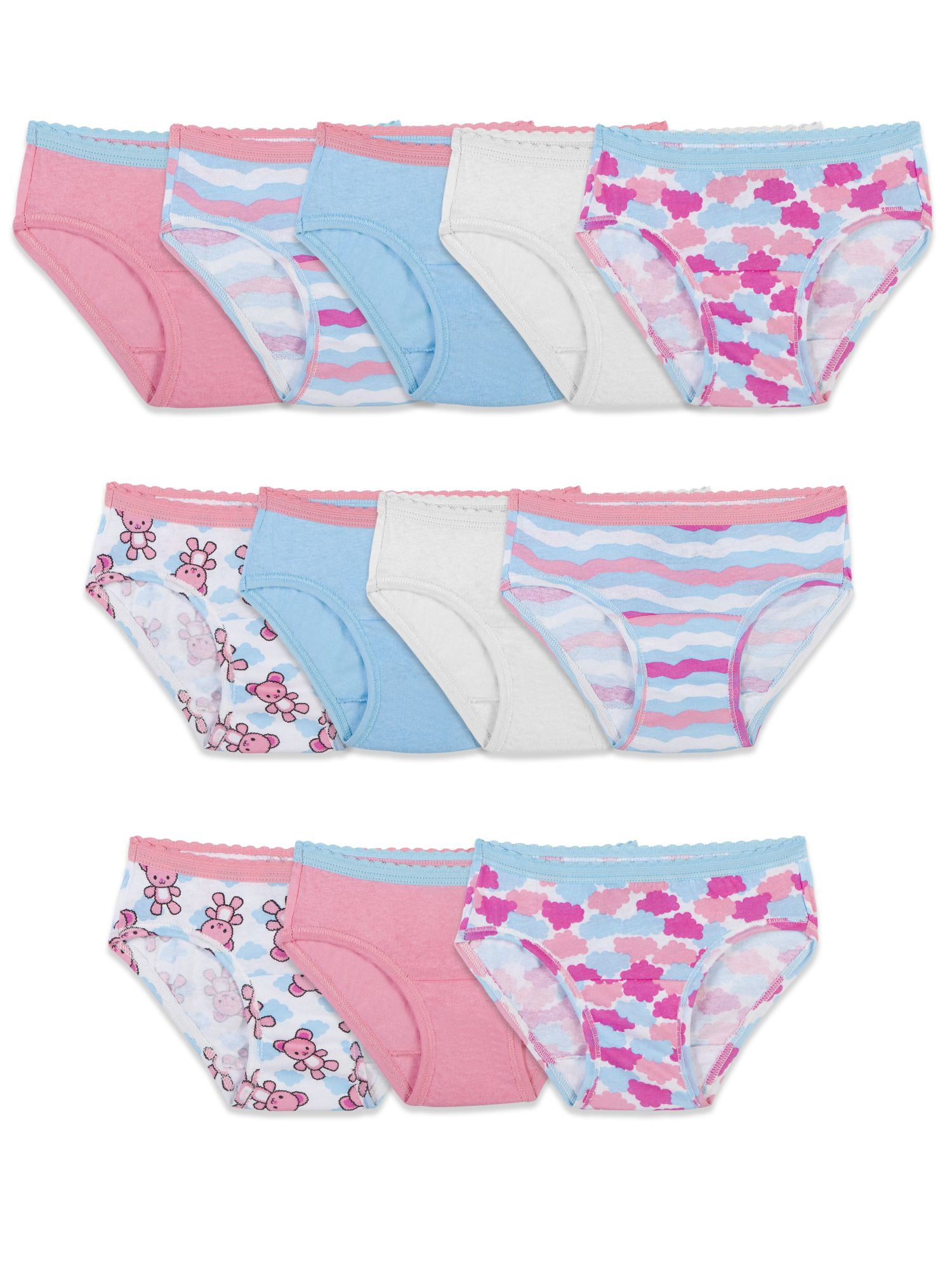 Fruit of the Loom Toddler Girl Hipster Underwear, 12 Pack, Sizes 2T-5T 
