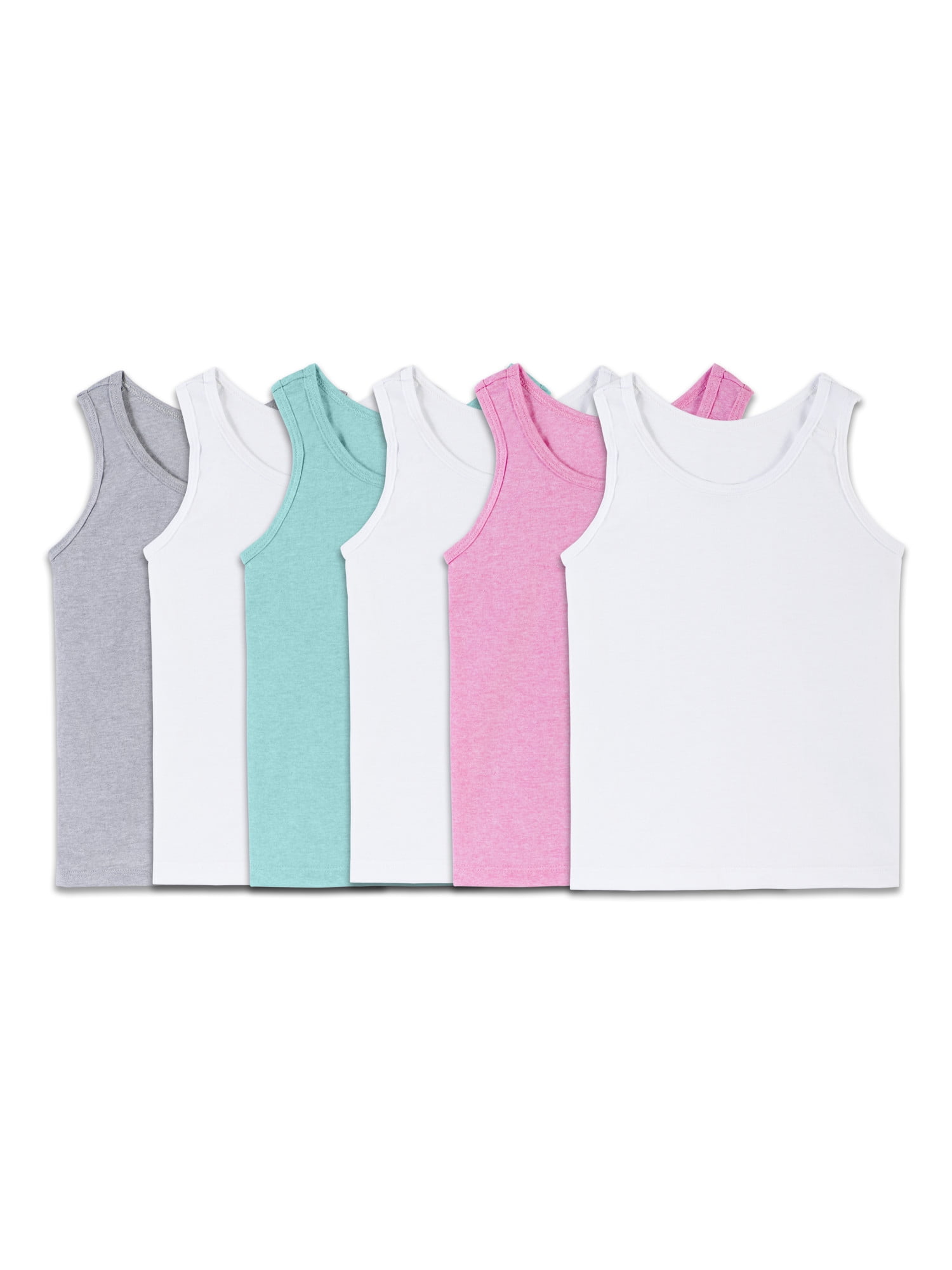Fruit of the Loom Toddler Girl Layering Tank Top Undershirts, 6 Pack