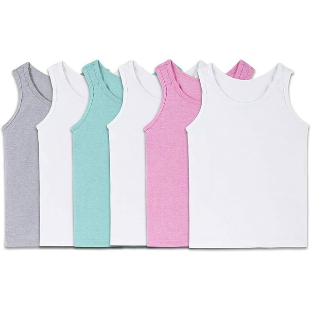 Fruit of the Loom Toddler Girl Layering Tank Top Undershirts, 6 Pack