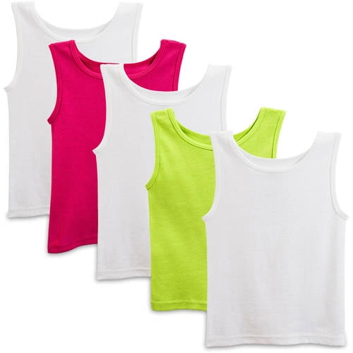 Fruit of the Loom Toddler Girl Layering Tank Tops, 5 Pack, Sizes 2T-5T