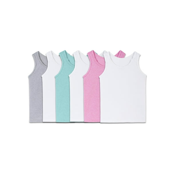Fruit of the Loom Toddler Girl Layering Tank Tops, 6 Pack, Sizes 2T5T