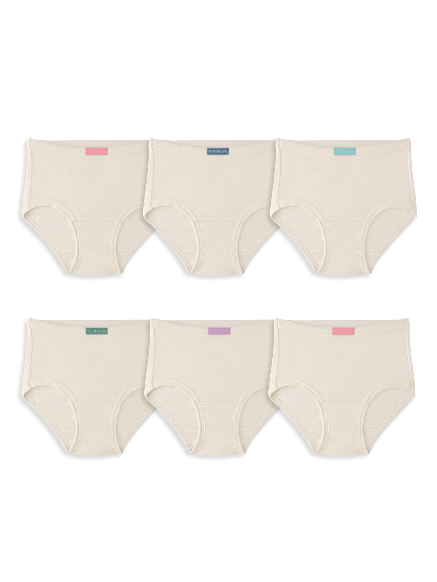 Fruit of the Loom Toddler Girl Natural Cotton Briefs, 6 Pack