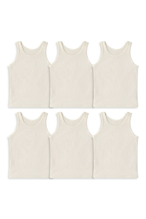 Toddler Girl Natural Cotton Tank Top Undershirts, 6 Pack, Sizes 2T-5T