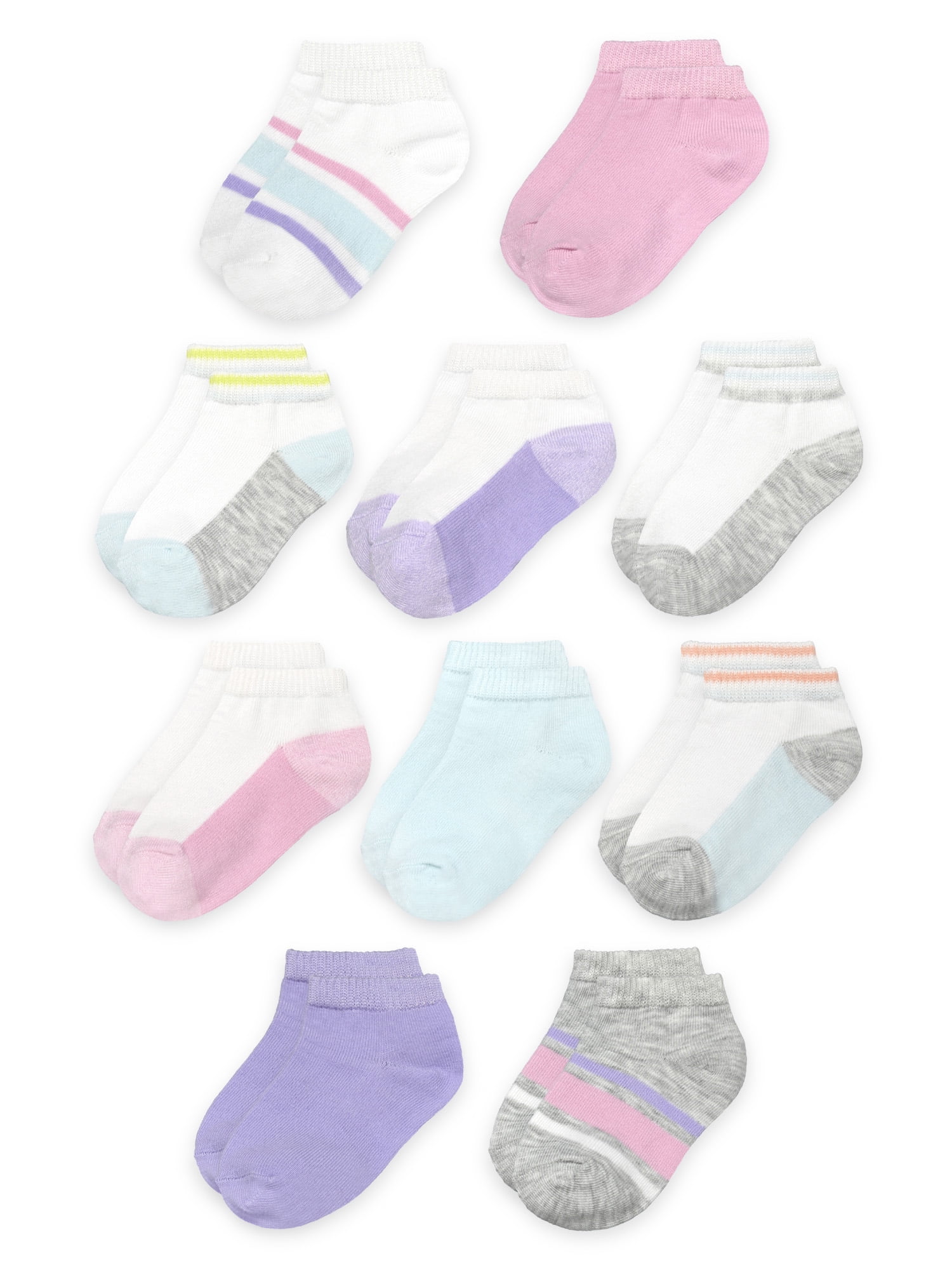 Fruit of the Loom Toddler Low-Cut Socks, 10-Pack, Size 6M-5T