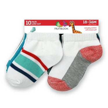 Fruit of the Loom Toddler Low-Cut Socks, 10-Pack, Size 6M-5T