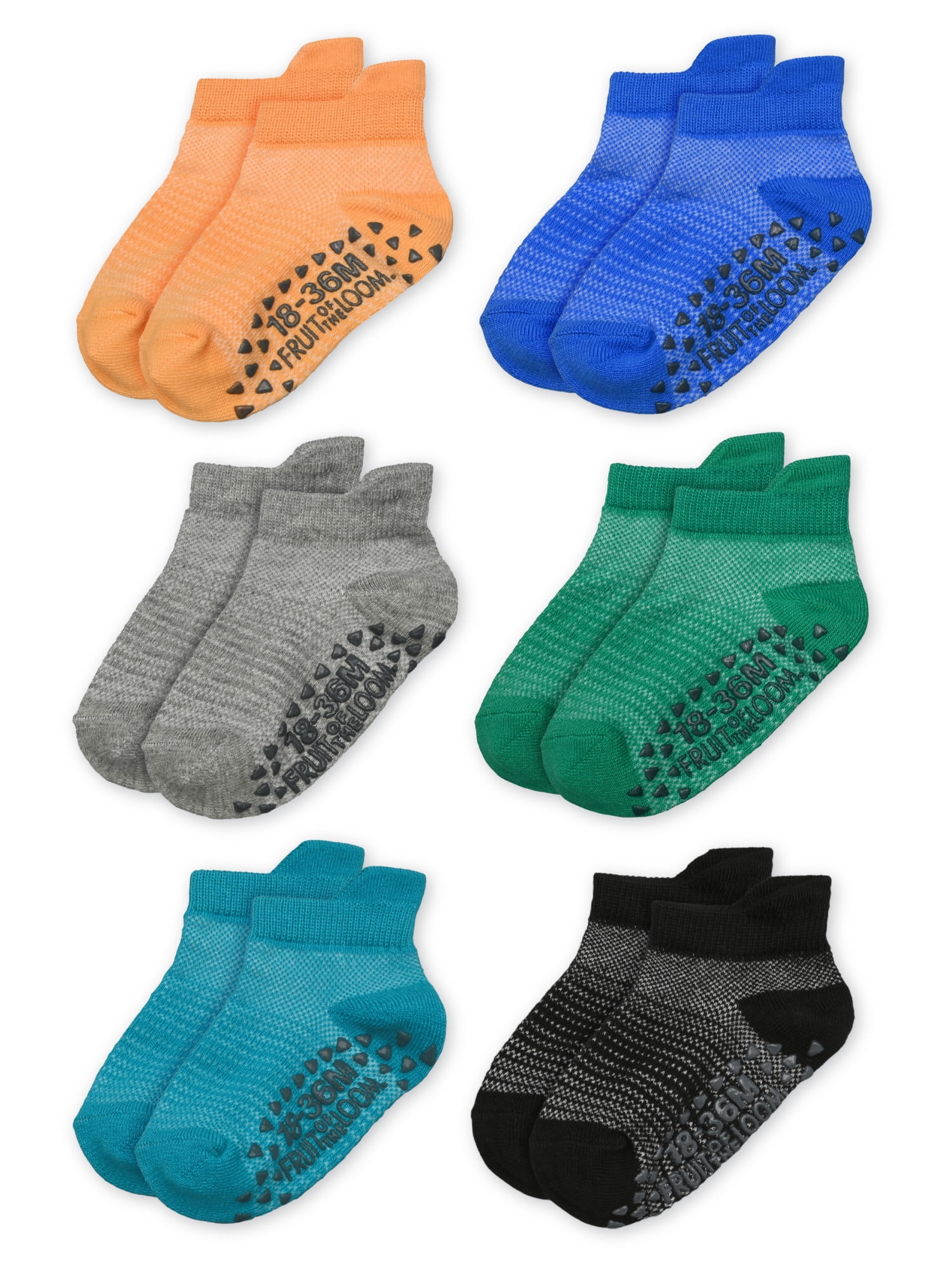 Fruit of the Loom Toddler Low-Cut Socks, 6-Pack, Size 6M-5T