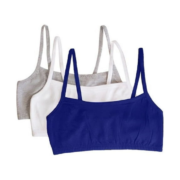 Fruit of the Loom Women Cotton Sports Bra Female 3 Pck Navy/White/Grey