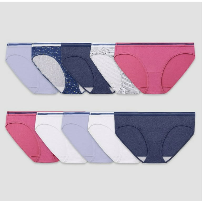 Fruit of the Loom Women's 10pk Cotton Low-Rise Hipster Underwear -  Multicolor, 2X-Large 