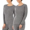 thumbnail image 1 of Fruit of the Loom Women's 2-Pack Micro Waffle Thermal Crew Top , Smoke Heather/Smoke Heather, 2X, 1 of 5