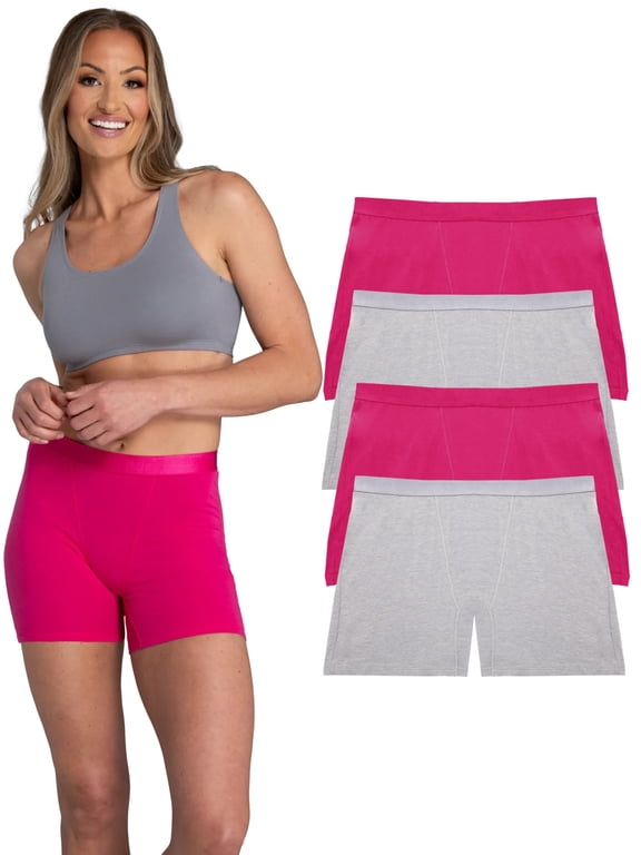 Women's 360 Stretch Comfort Boxer Brief Underwear, 4-Pack