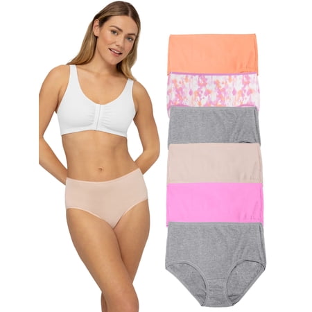 Fruit of the Loom Women's Underwear, Cotton Stretch Panties 6-Pack, Sizes S-2XL