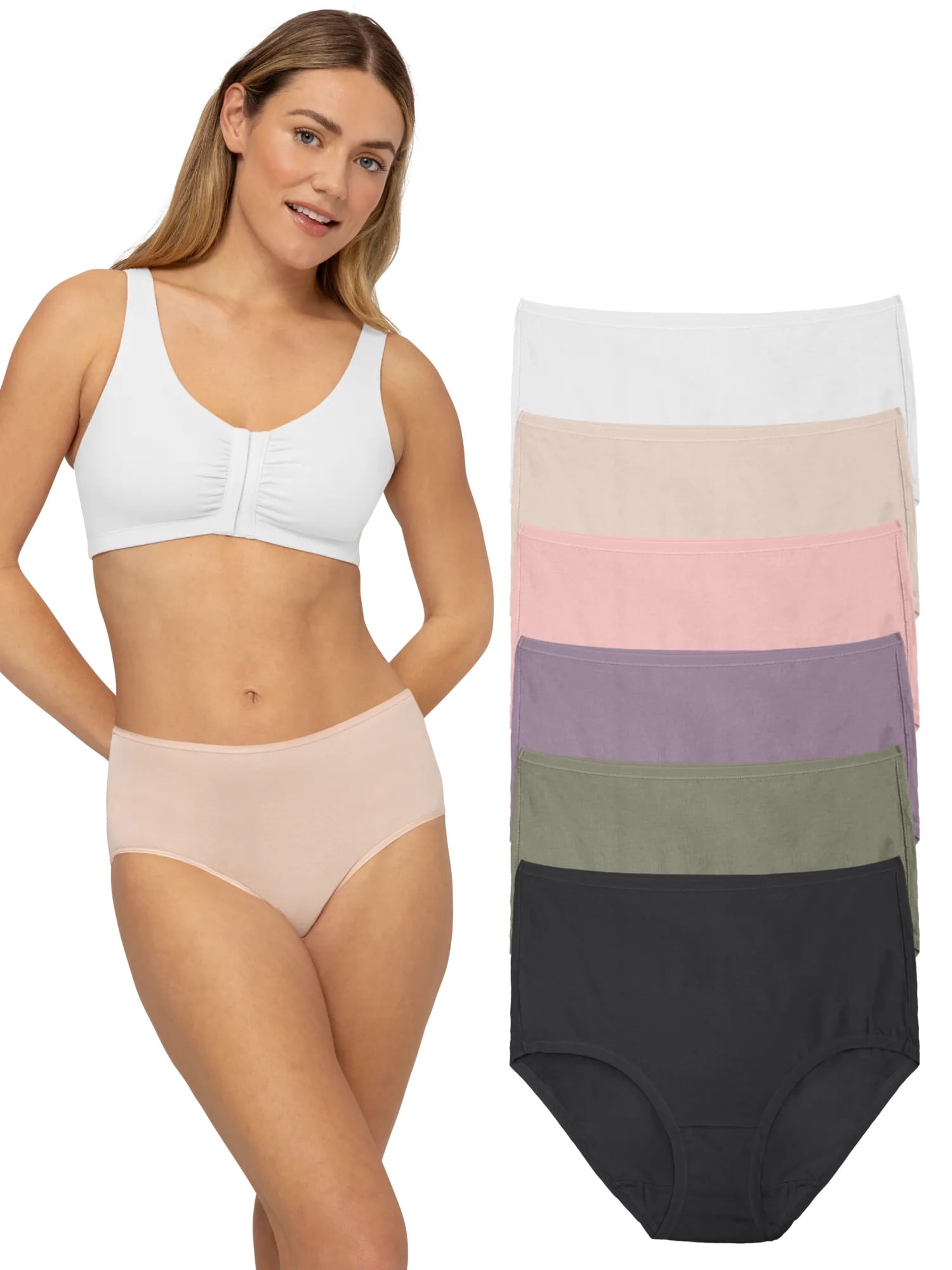 Fruit of the Loom Women's Underwear, Cotton Stretch Panties 6-Pack, Sizes S-3XL