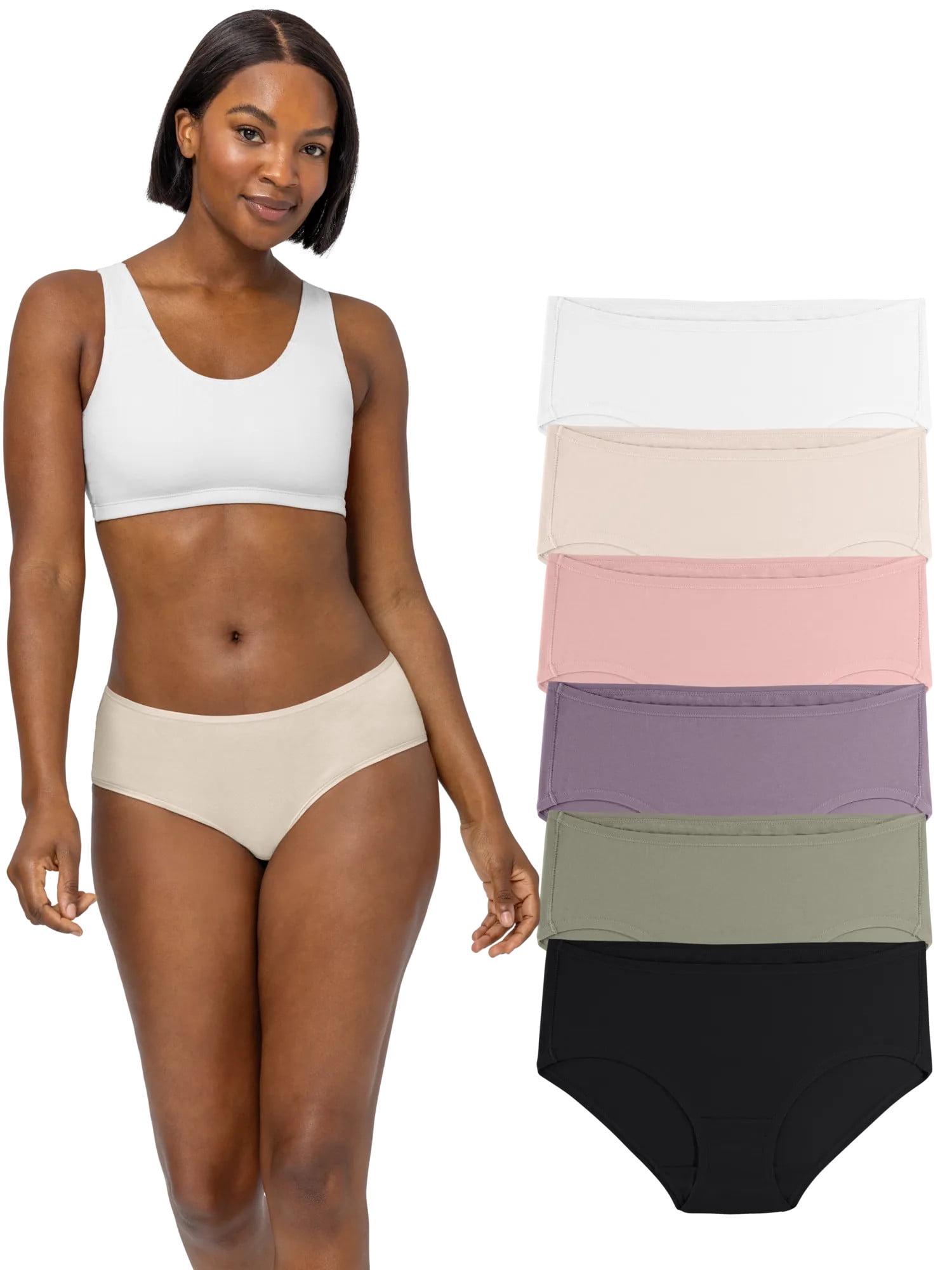 Fruit of the Loom Women's Underwear, Cotton Stretch Panties 6-Pack, Sizes S-3XL