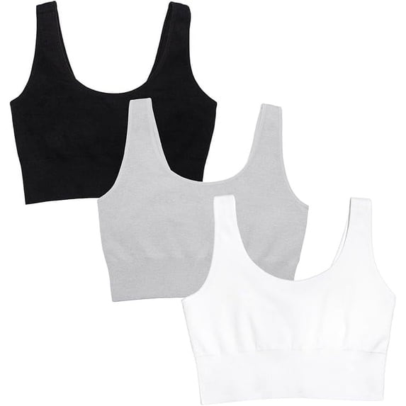 Fruit of the Loom Women's 360 Stretch Comfortable Seamless Longline Sports Bra- 3 Pack