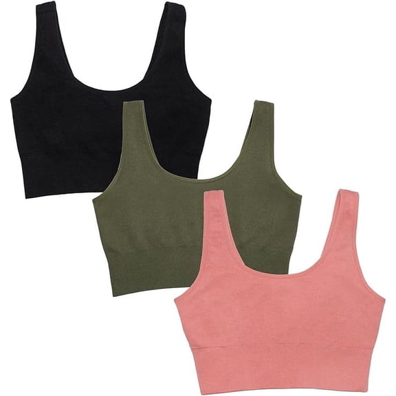 Fruit of the Loom Women's 360 Stretch Comfortable Seamless Longline Sports Bra- 3 Pack