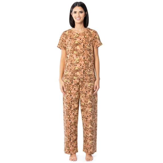 Fruit of the Loom Women's 360 Stretch Drop Shoulder Tee and Wide Leg Pajama Set, S-4X