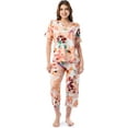 thumbnail image 1 of Fruit of the Loom Women's 360 Stretch Ruffle Sleeve V-Neck Tee and Capri Sleep Pajama Set - Painter's Palette, 1 of 6