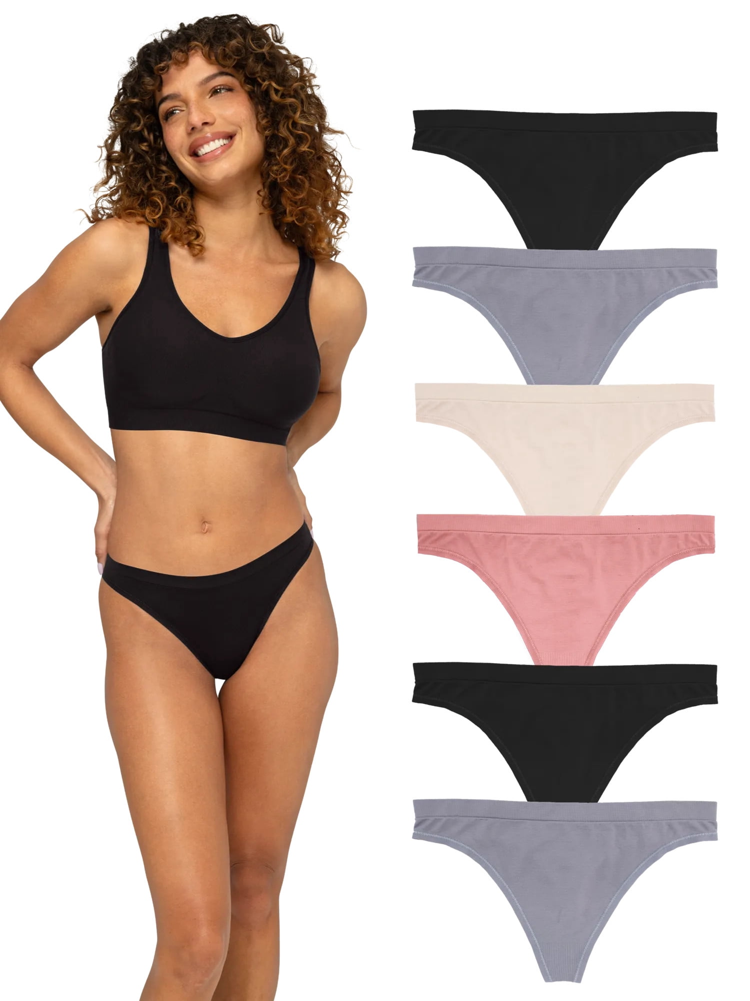 Fruit of the Loom Women's Seamless Underwear, No Show Panties, Multiple Styles, 4‑Way Stretch, 6-Pack, Sizes S-2XL