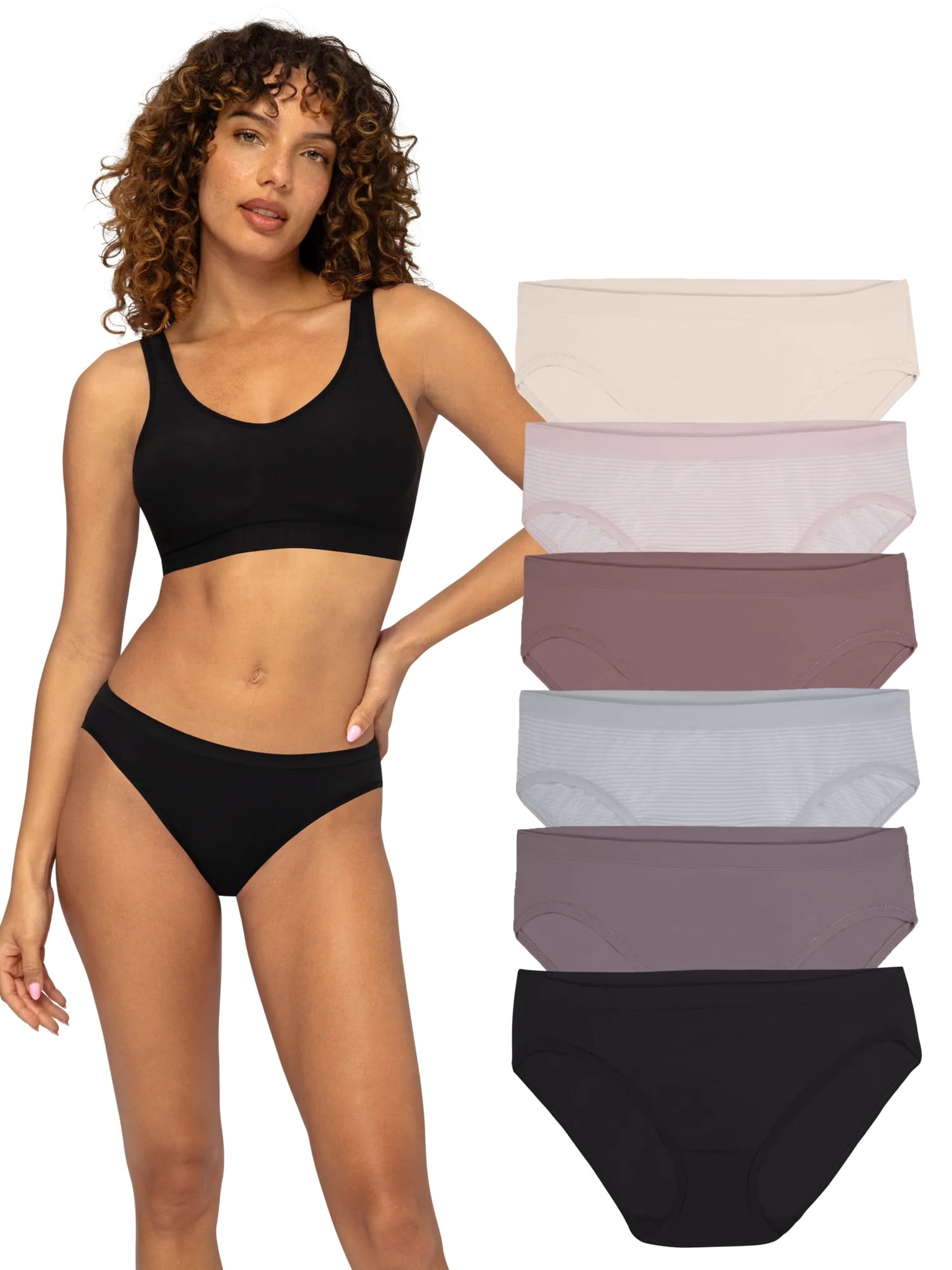 Fruit of the Loom Women's Seamless Underwear, No Show Panties, Multiple Styles, 4‑Way Stretch, 6-Pack, Sizes S-3XL