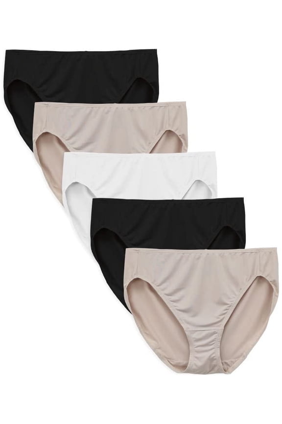 Women's 5 Pack Microfiber Hi-Cut Panties, Multicolor, 6