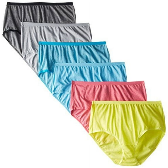 Fruit of the Loom Women's 6 Pack Beyond Soft Brief Panties (Assorted, 13 / (Hips 52" - 53"))
