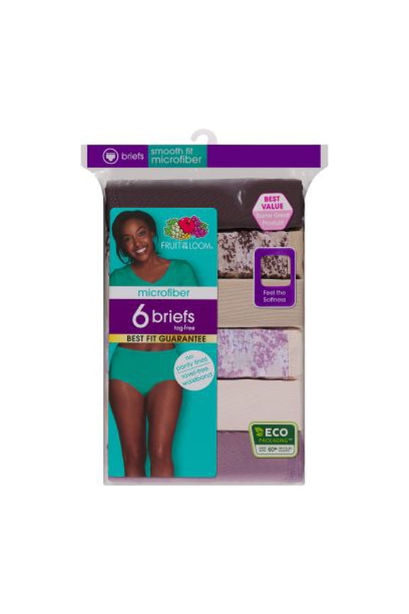 Women's 6 Pack Microfiber Brief Panties Multi,Medium