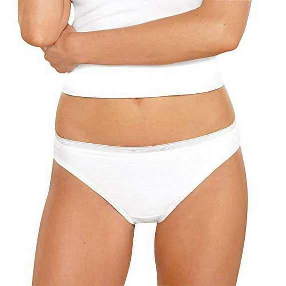 Fruit of the Loom Women's 6-Pack White Cotton Bikini Panties (8, White)