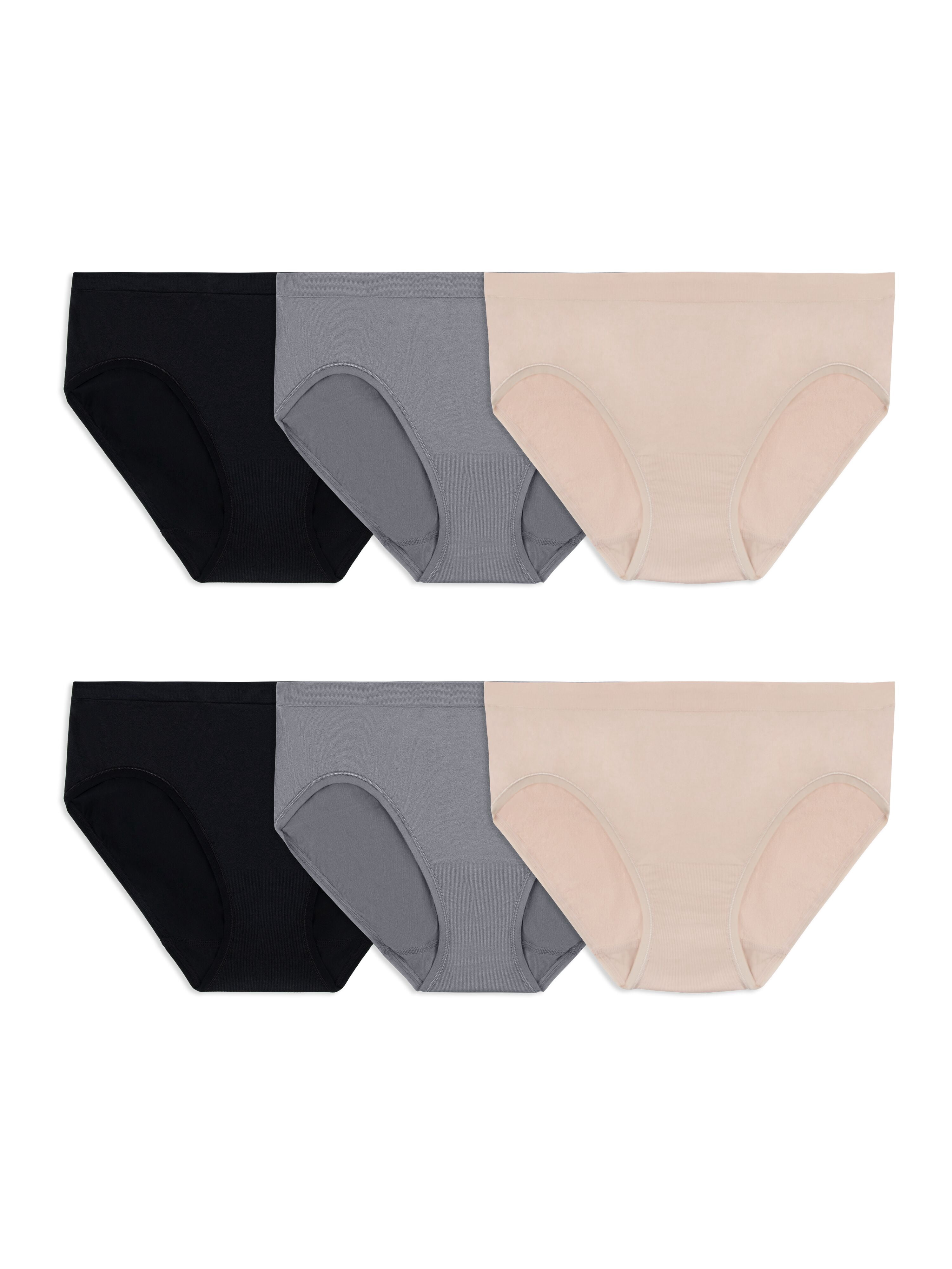 Fruit of the Loom Women's Seamless Underwear, No Show Panties, Multiple Styles, 4‑Way Stretch, 6-Pack, Sizes S-3XL