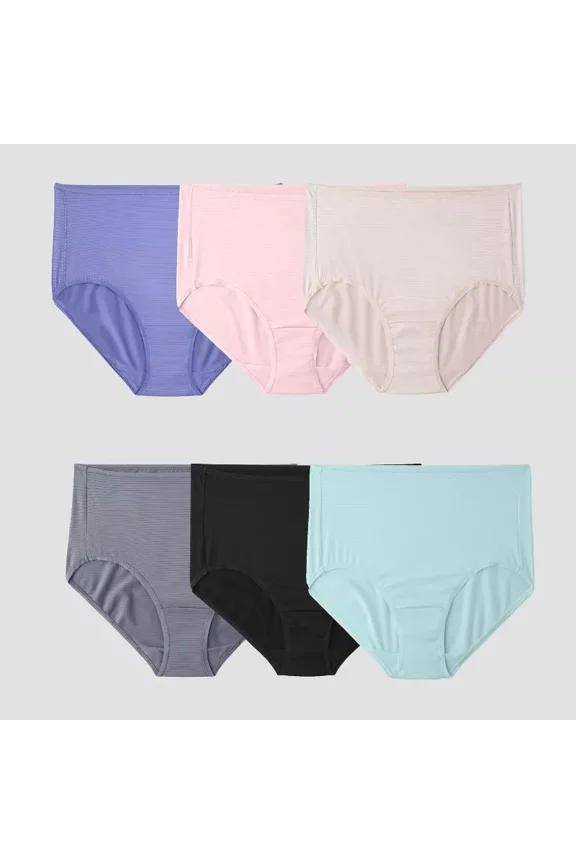 Women's 6pk Striped Breathable Cooling Briefs - Colors May Vary