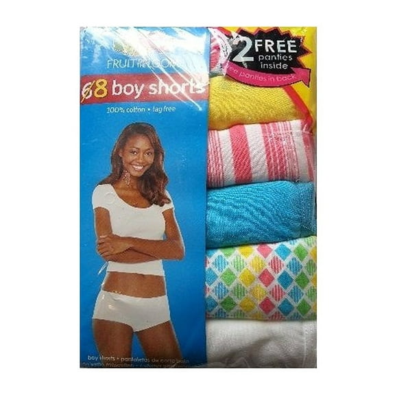 Fruit of the Loom Women's 8 Pack 100% Cotton Boyshort Panties (9 (44" - 45"))
