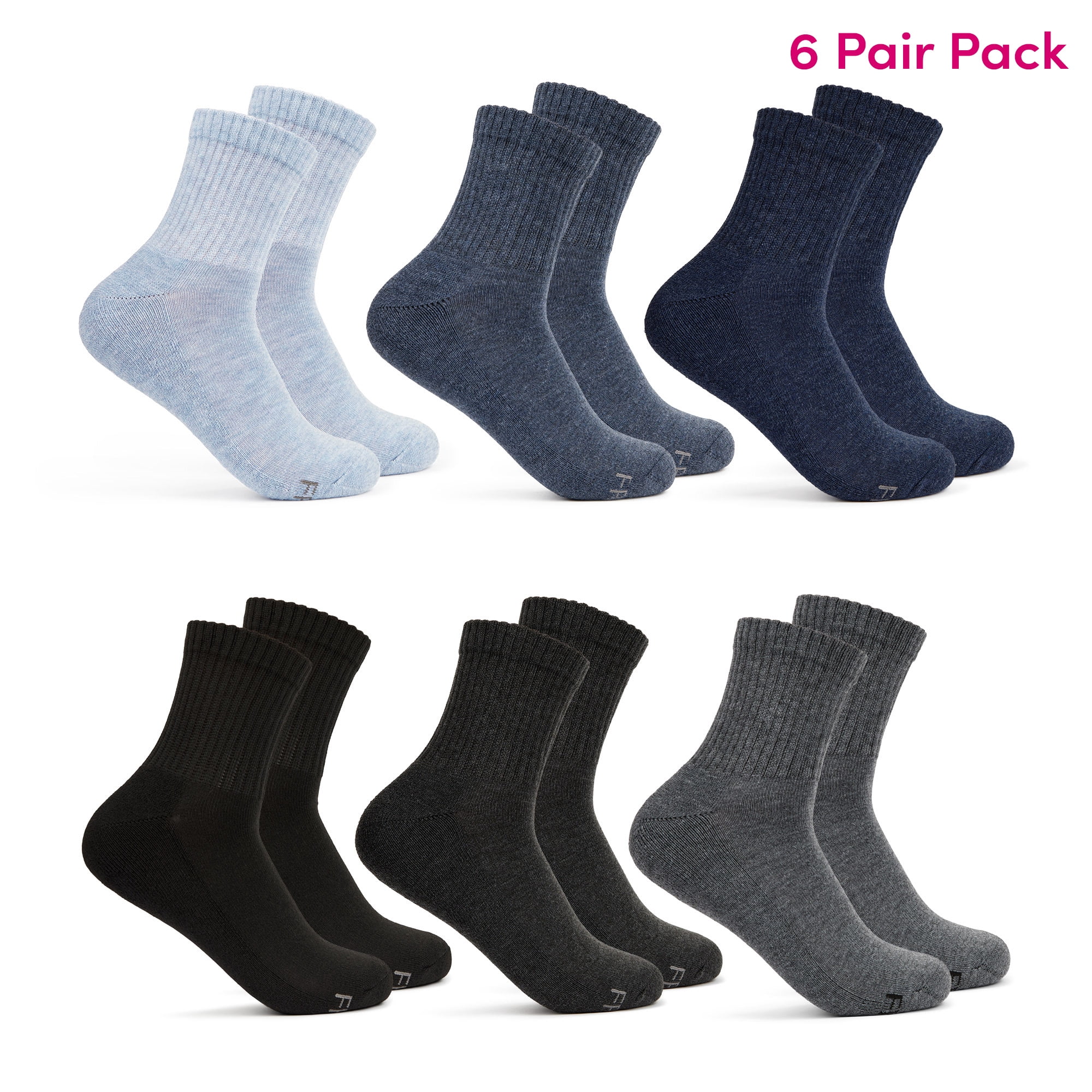 Fruit of the Loom All Day Comfort Women's Socks, Sizes 4-12, 6-Pack
