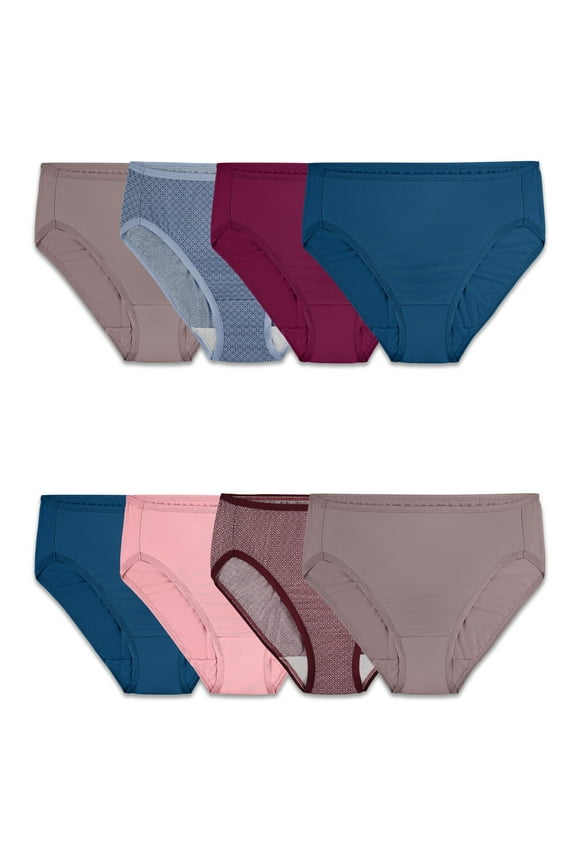 Women's Assorted Microfiber Hi Cut Underwear, 6+2 Bonus Pack