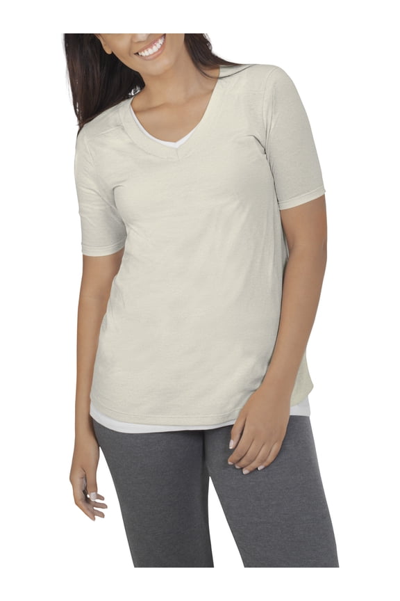 Women's Athleisure Essentials Elbow Length V-Neck T-Shirt