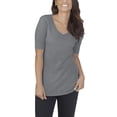 thumbnail image 1 of Fruit of the Loom Women's Athleisure Essentials Elbow Length V-Neck T-Shirt, 1 of 7