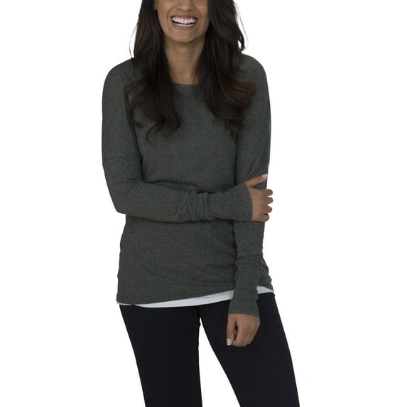 Fruit of the Loom Women's Athleisure Essentials Long Sleeve Scoop Neck T-Shirt