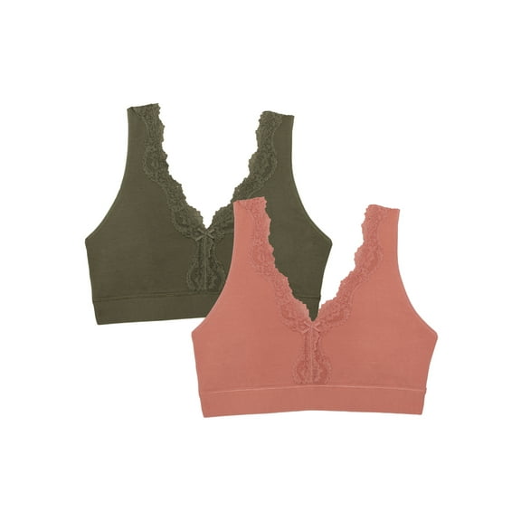 Fruit of the Loom Women’s Back Smoothing Full Coverage Wireless Bralette, 2-Pack, Style FT842A