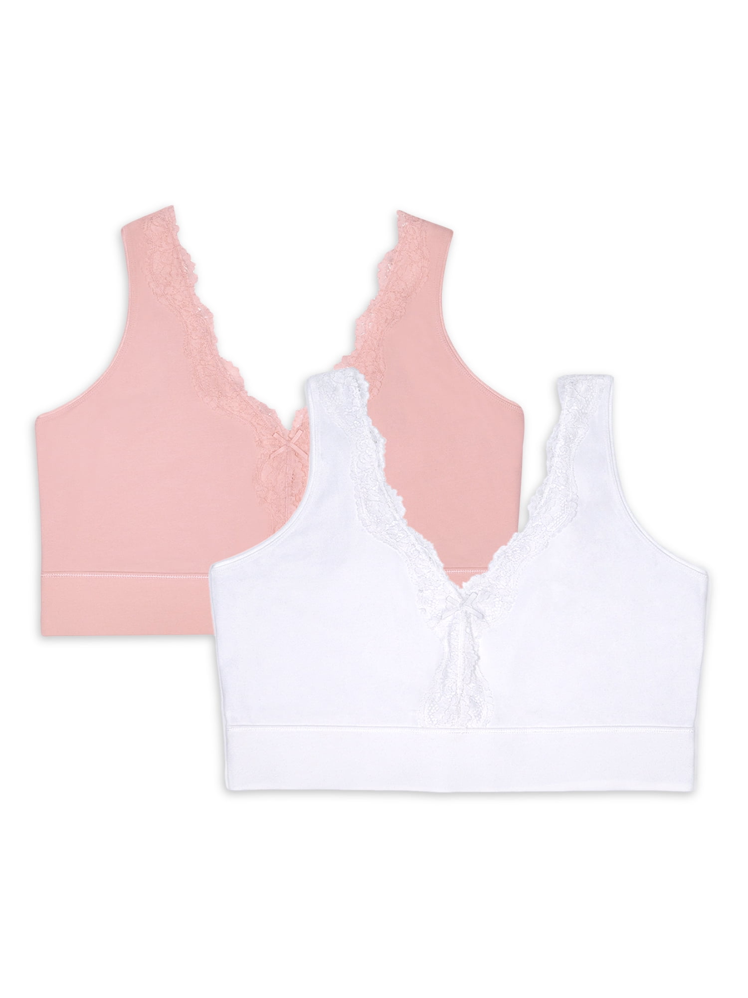 Fruit of the Loom Women’s Back Smoothing Full Coverage Wireless Bralette, 2-Pack, Style FT842A