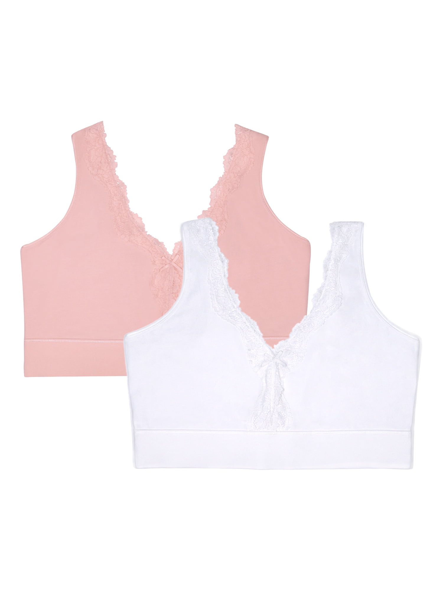 Fruit of the Loom Women’s Back Smoothing Full Coverage Wireless Bralette, 2-Pack, Style FT842A