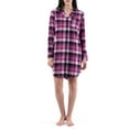 thumbnail image 1 of Fruit of the Loom Women's Beyond Soft Long Sleeve Button Down Flannel Sleepshirt, Sizes S-4X, 1 of 14
