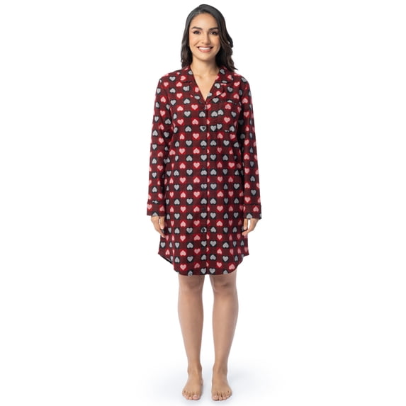 Fruit of the Loom Women's Beyond Soft Long Sleeve Button Down Flannel Sleepshirt, Sizes S-4X