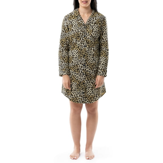 Fruit of the Loom Women's Beyond Soft Long Sleeve Button Down Flannel Sleepshirt, Sizes S-4X